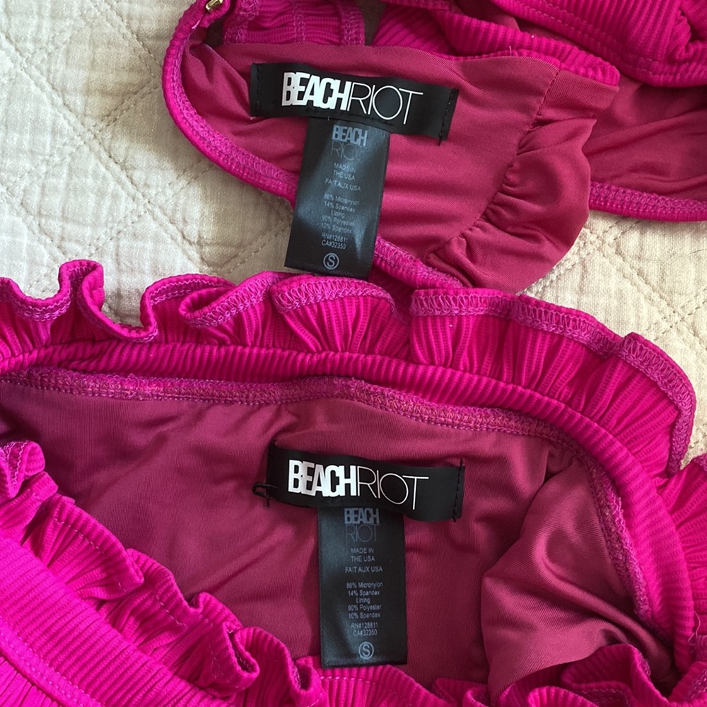 Beach Riot Hot Pink High Waist Ruffle Bikini Set - Picture 6 of 6